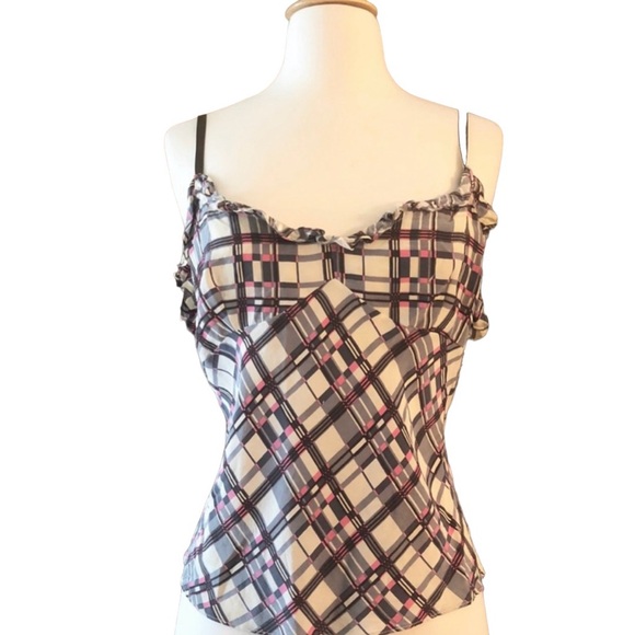 Selima Other - Y2K Silk Camisole Top by Selima (Optique) NYC in Pink, Gray & White, Medium